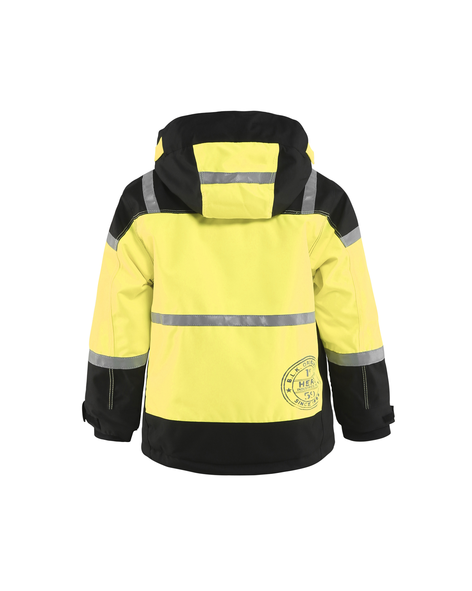 Blåkläder Kids Winterjas 4858 - Zwart / High Vis Geel achterkant
