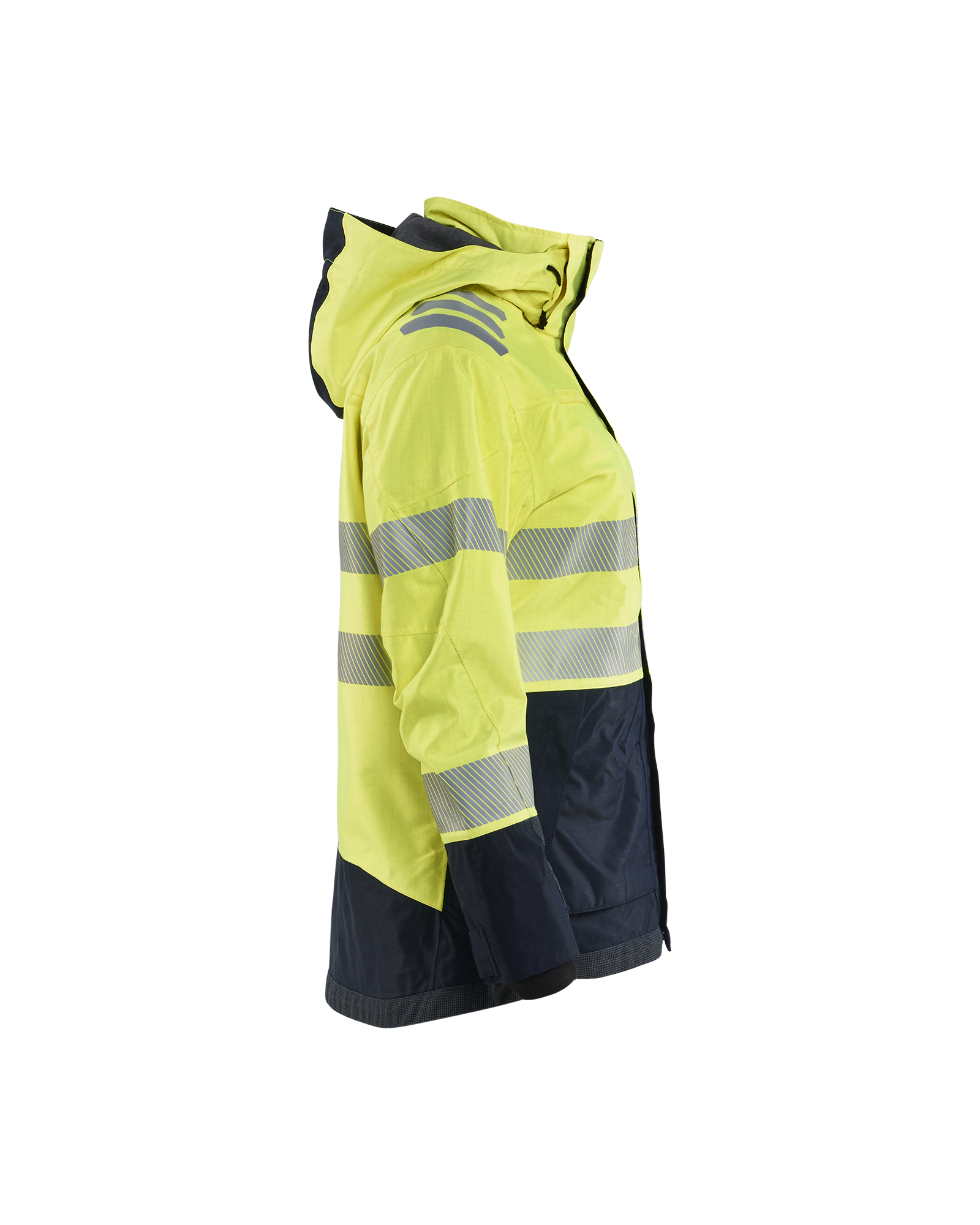 Blåkläder APC 2 Dames Multinorm Shell jack inherent 4449 - High Vis Geel/Marineblauw zijkant