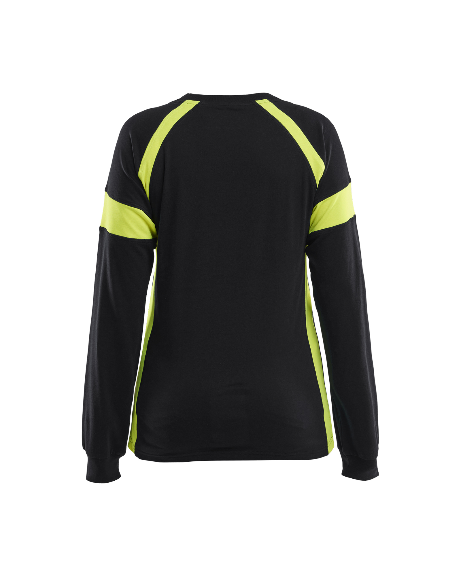 Blåkläder Dames T-shirt lange mouwen Visible 3521 - Zwart / High Vis Geel achterkant
