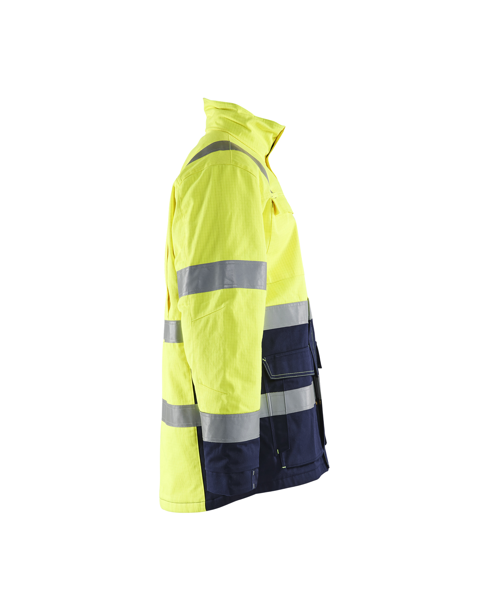 Blåkläder Multinorm Winterparka 4467 - High Vis Geel/Marineblauw zijkant