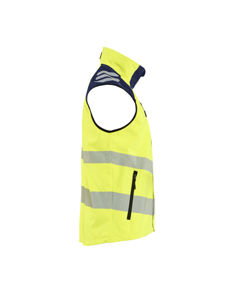Blåkläder Softshell Bodywarmer High Vis 3091 - High Vis Geel/Marineblauw zijkant