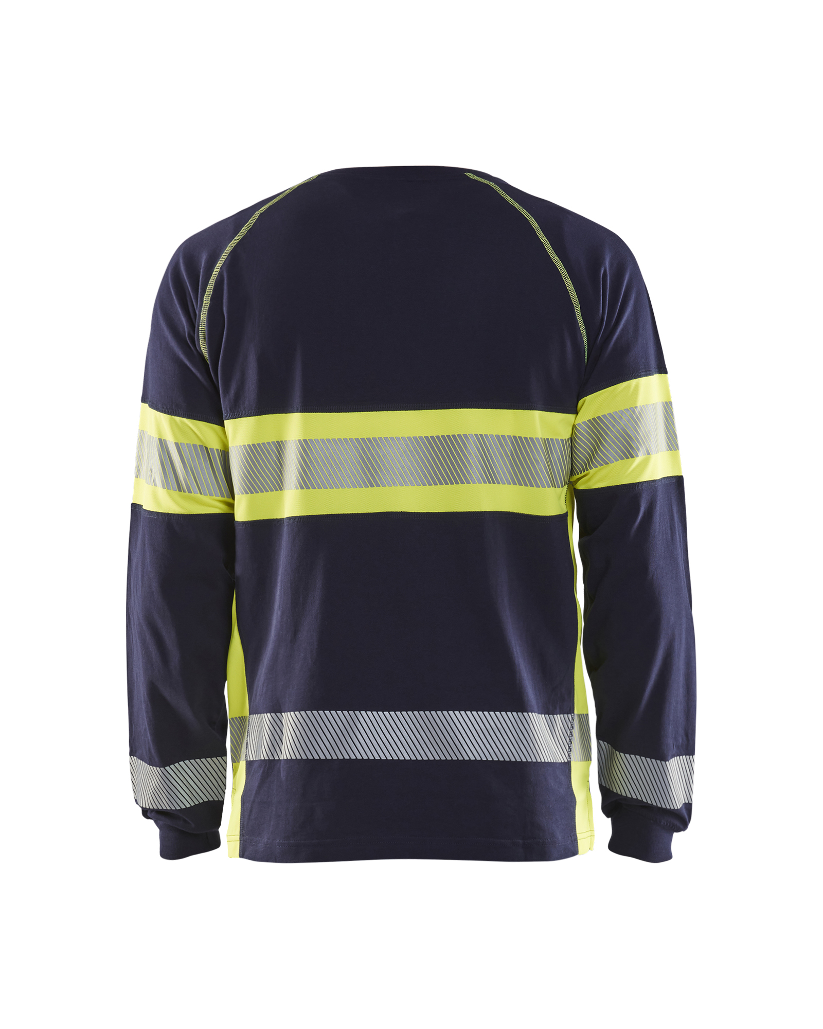 Blåkläder T-shirt lange mouwen High Vis 3510 - Marine / High Vis Geel achterkant