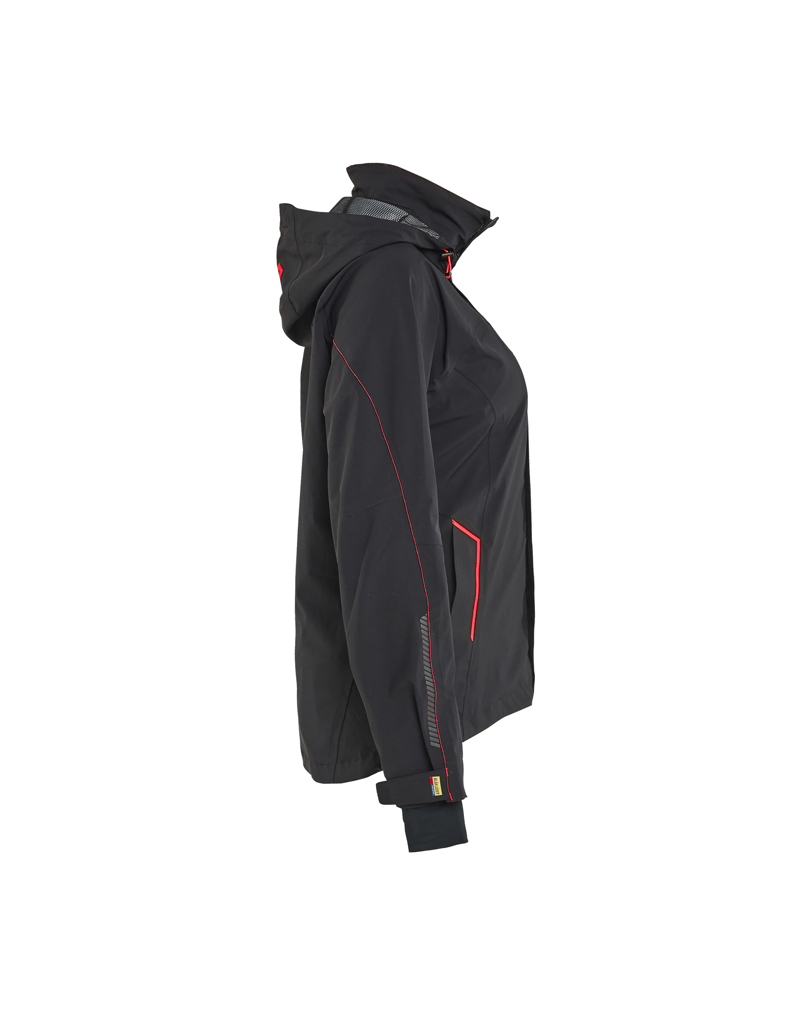 Blåkläder Dames Shell Jack Stretch 4403 - Zwart/Rood zijkant