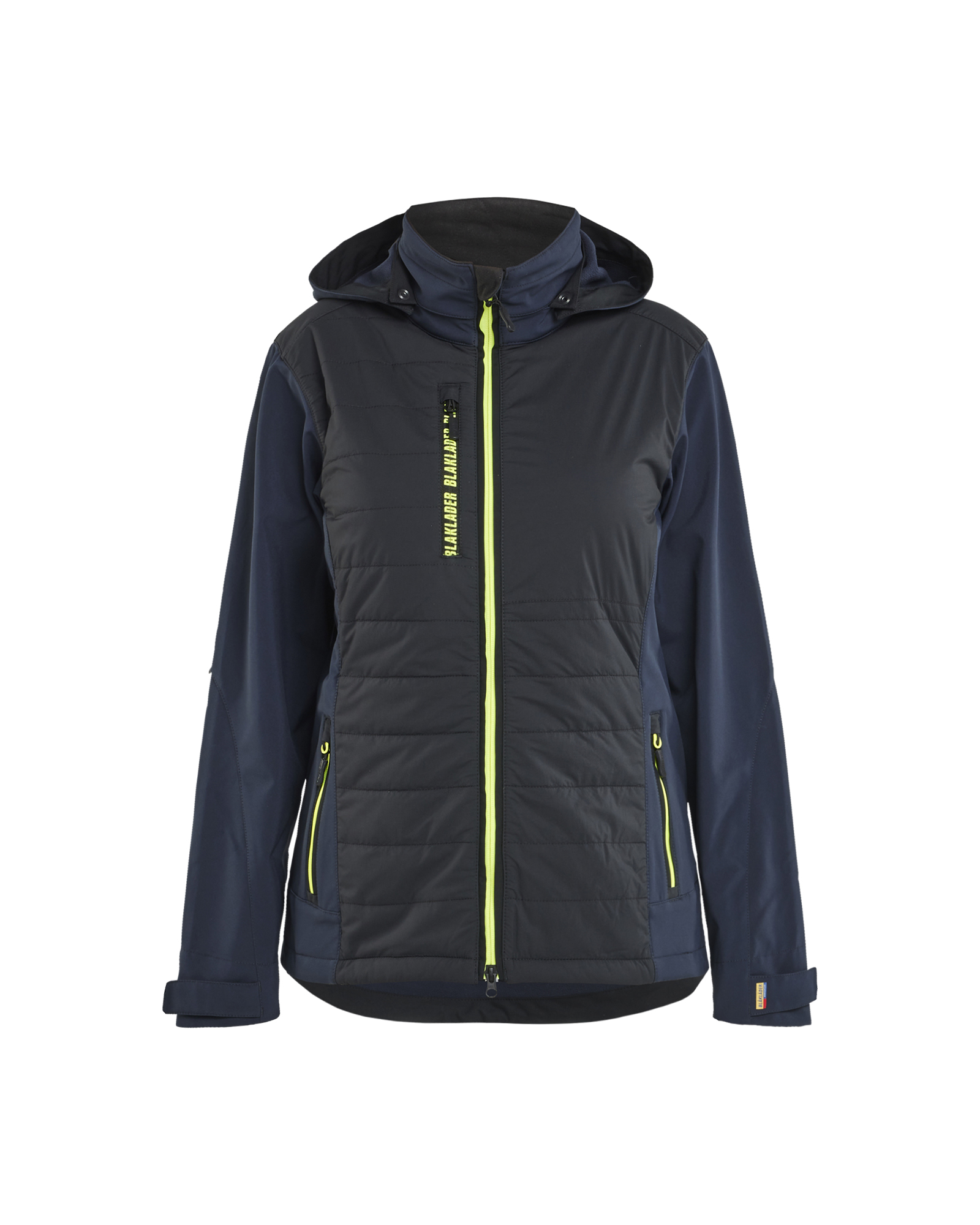 Blåkläder Dames Hybride Jack 4733 - Donker marineblauw / High Vis Geel voorkant