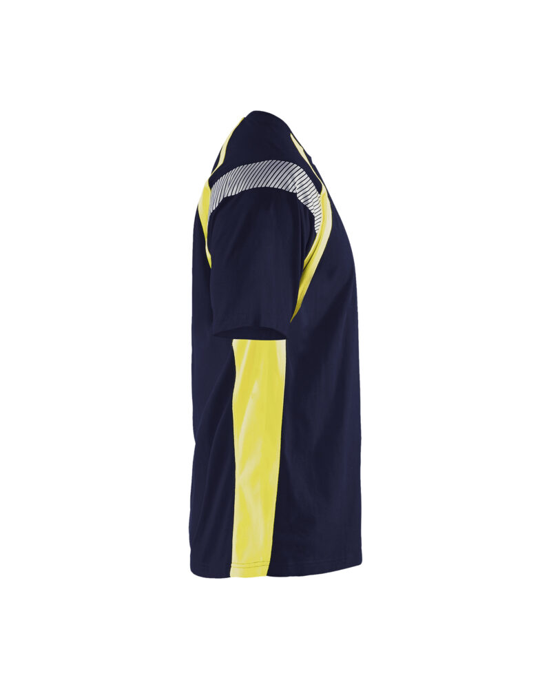 Blåkläder T-shirt Visible 3332 - Marine / High Vis Geel zijkant