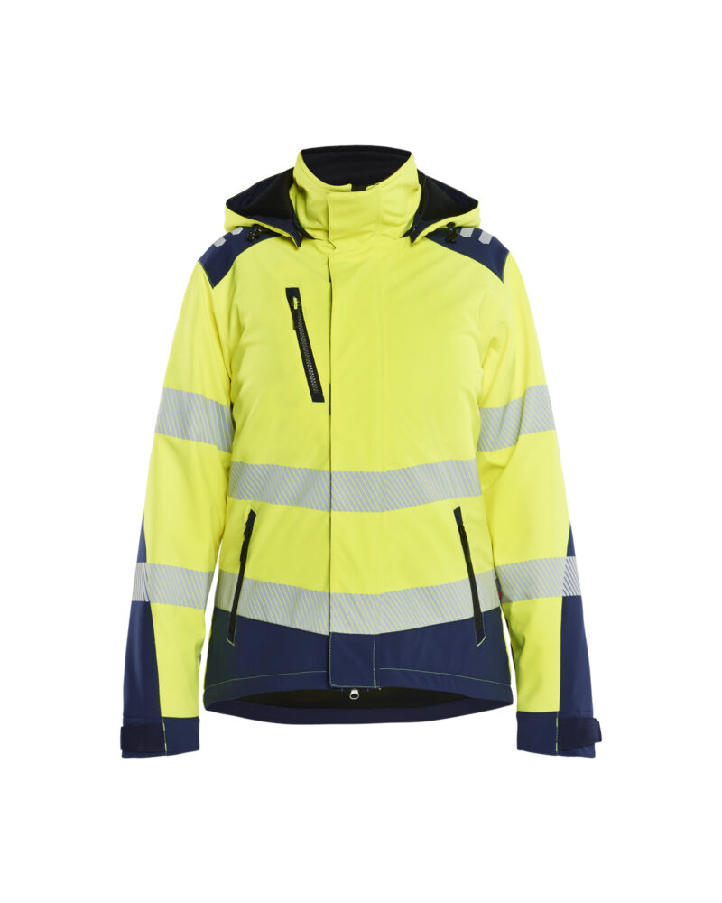 Blåkläder Dames Softshell Winterjas High Vis 4401 - High Vis Geel/Marineblauw voorkant