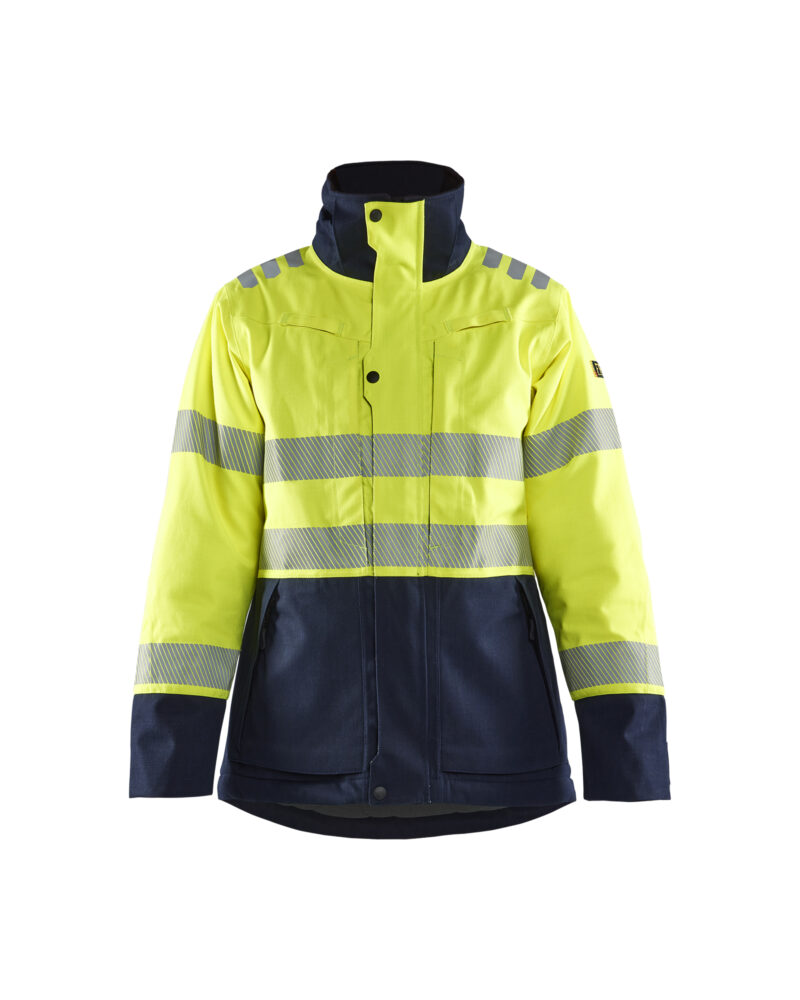 Blåkläder APC 2 Dames Multinorm winterjas inherent 4917 - High Vis Geel/Marineblauw voorkant