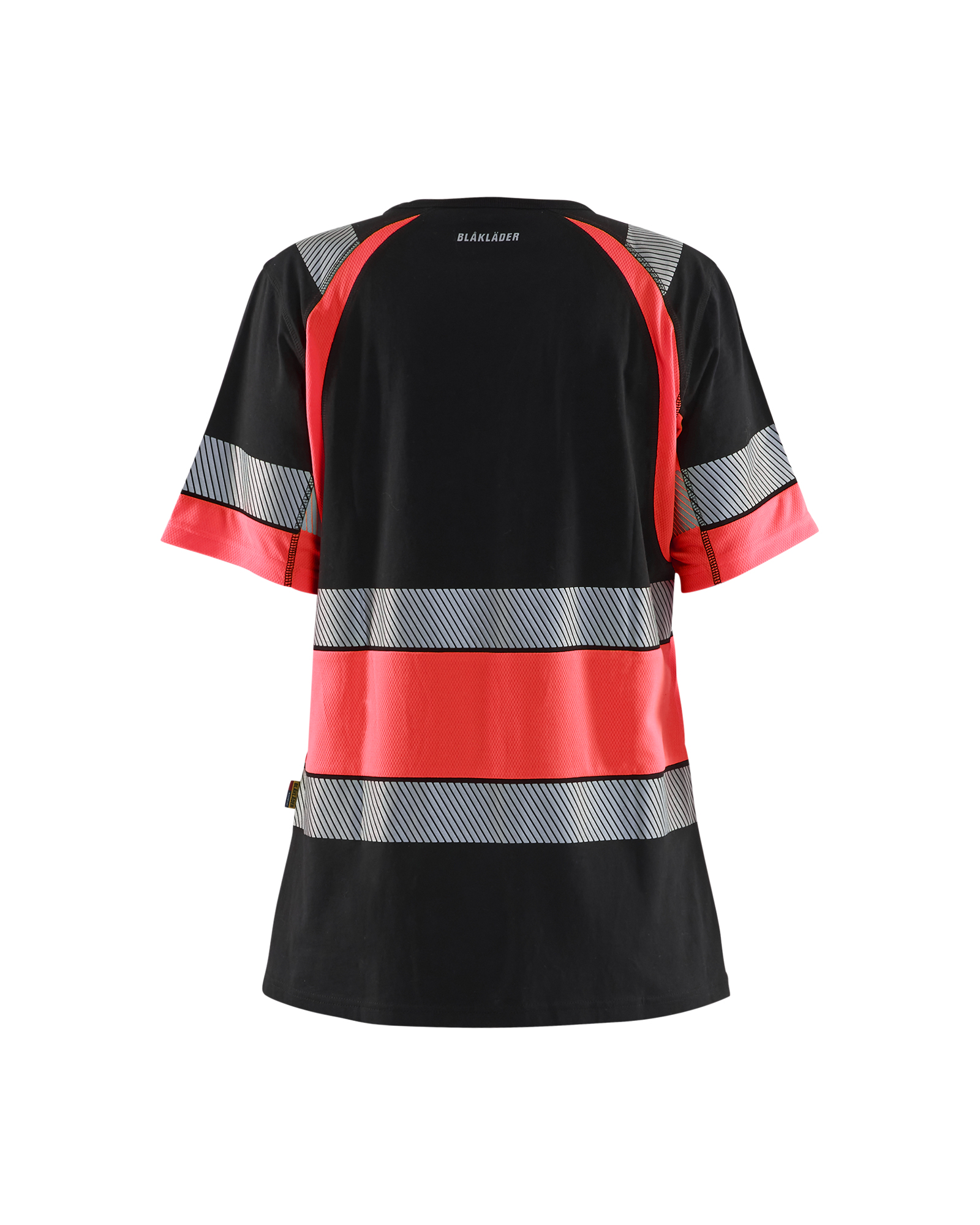 Blåkläder Dames T-Shirt High Vis 3410 - Zwart / High Vis Rood achterkant