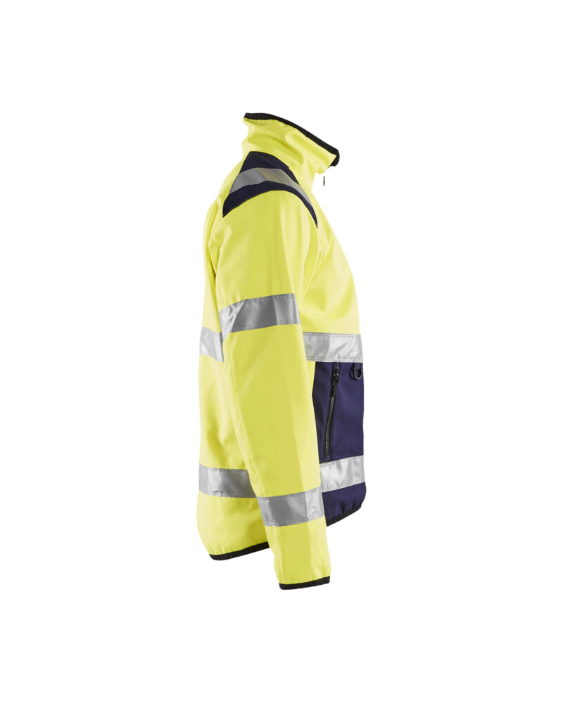 Blåkläder Softshell jack High Vis 4877 - High Vis Geel/Marineblauw zijkant