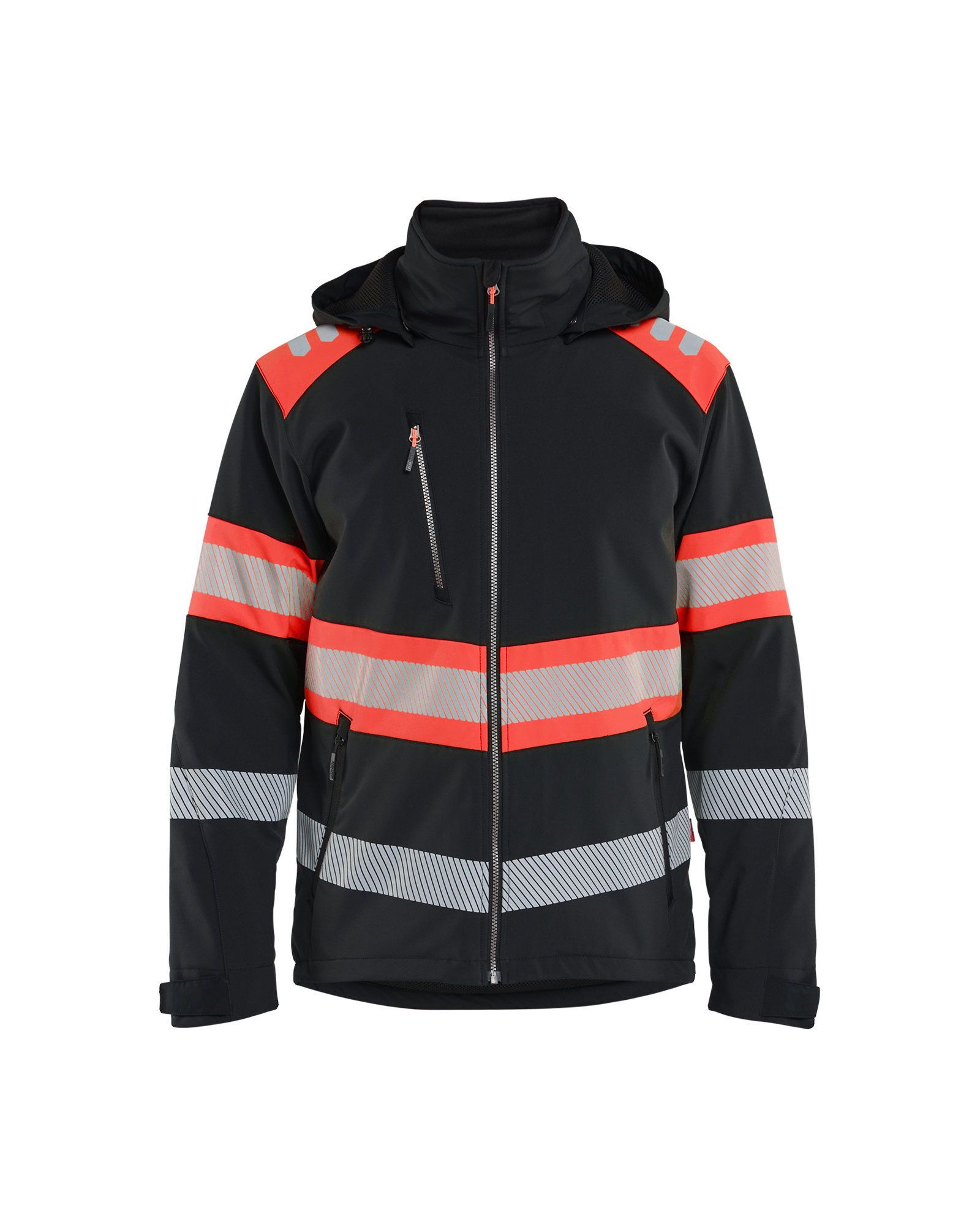 Blåkläder Lichtgewicht softshell jack gevoerd high vis 4489 - Zwart / High Vis Rood voorkant