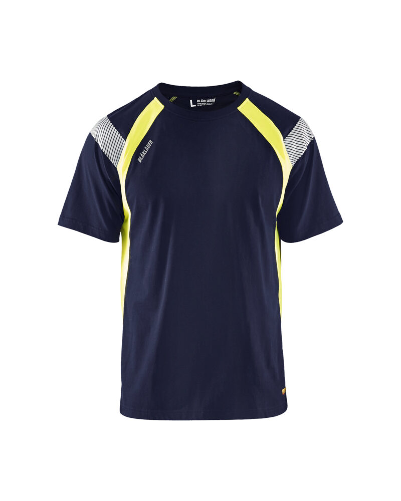 Blåkläder T-shirt Visible 3332 - Marine / High Vis Geel voorkant