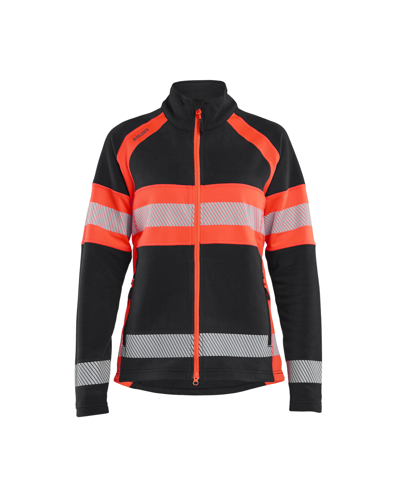 Blåkläder Dames Microfleecevest High Vis 4718 - Zwart / High Vis Rood voorkant
