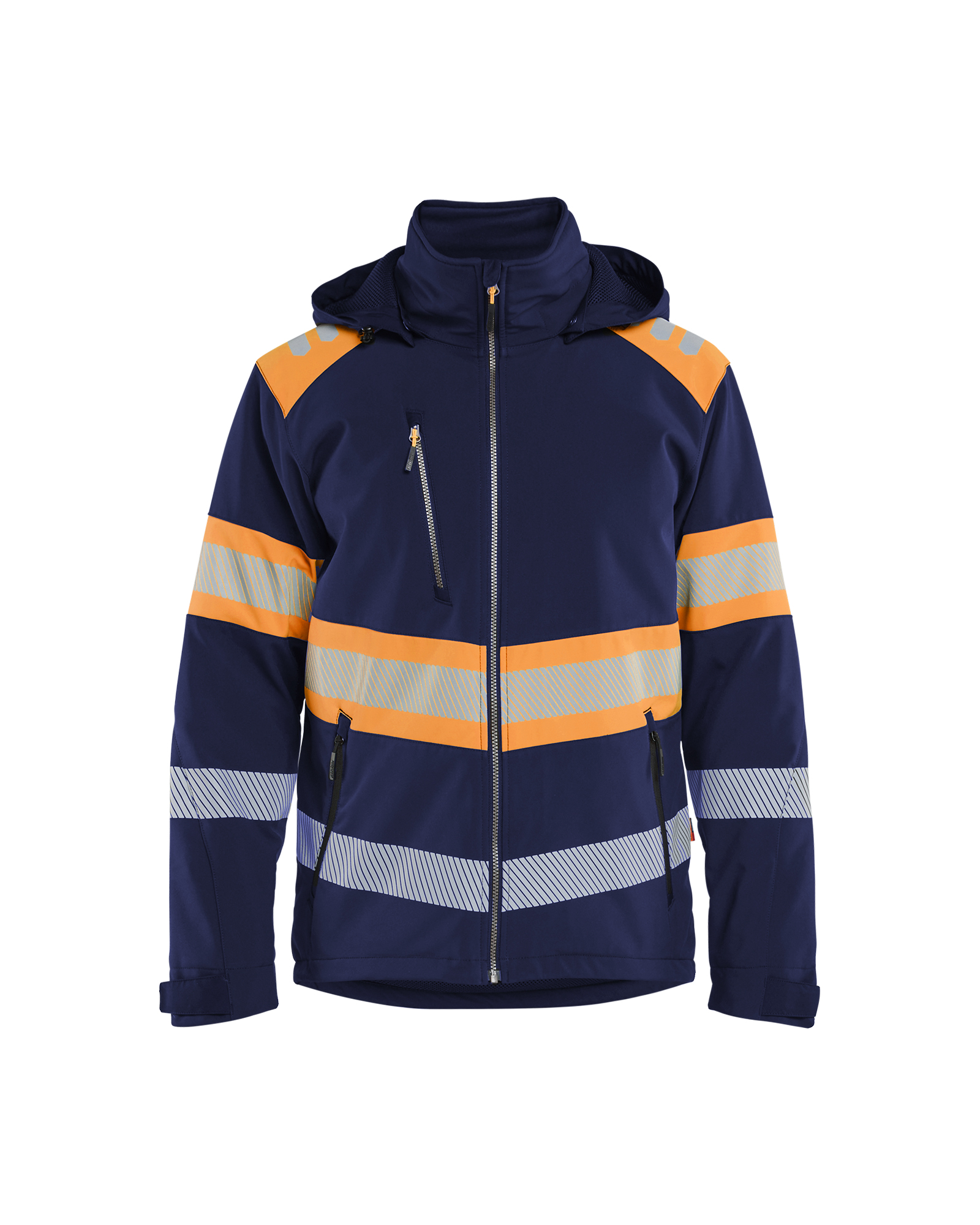 Blåkläder Lichtgewicht softshell jack gevoerd high vis 4489 - Marineblauw / Oranje voorkant
