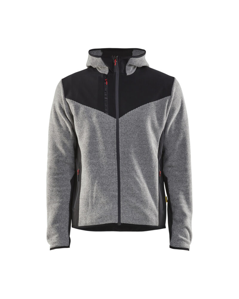 Blåkläder Gebreid jack met softshell 5940 - Grijs mêlee/Zwart voorkant