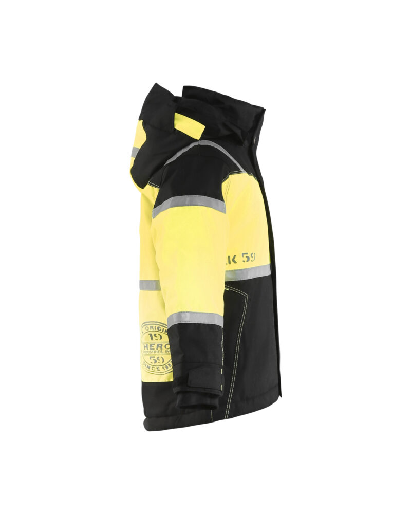 Blåkläder Kids Winterjas 4858 - Zwart / High Vis Geel zijkant