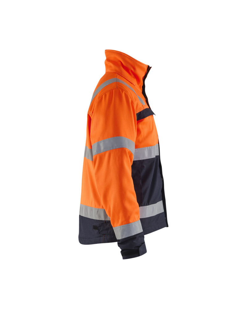 Blåkläder Multinorm winterjas inherent 4069 - High Vis Oranje/Marineblauw zijkant