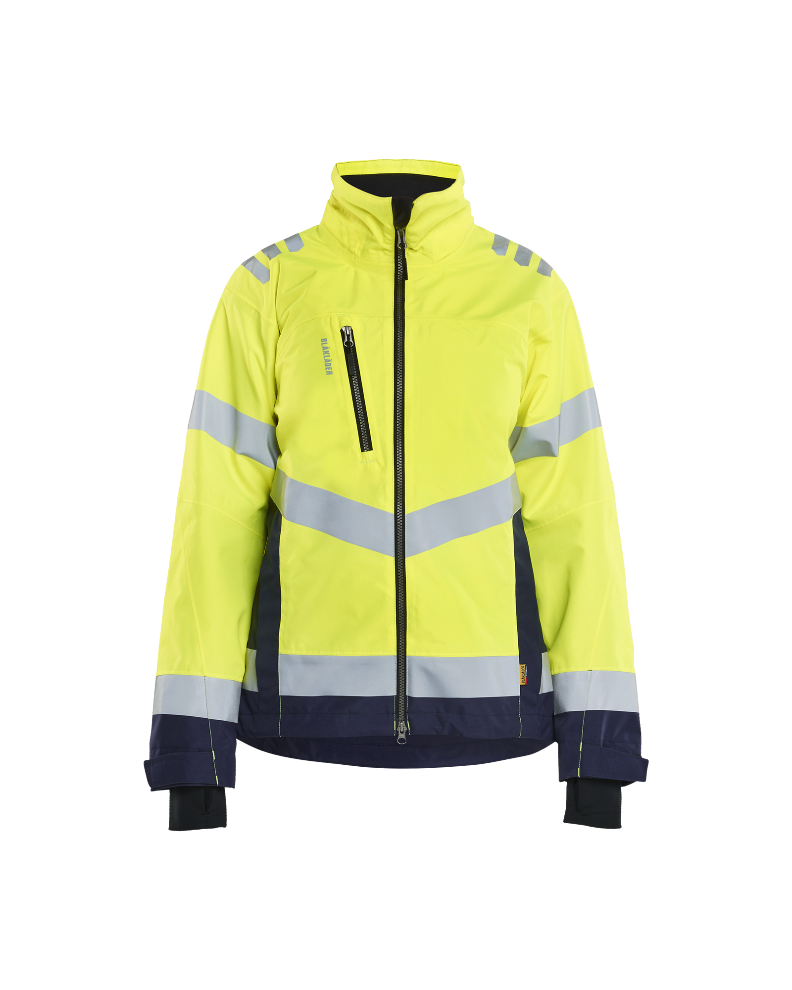 Blåkläder Dames Shell Jack High Vis 4761 - High Vis Geel/Marineblauw voorkant