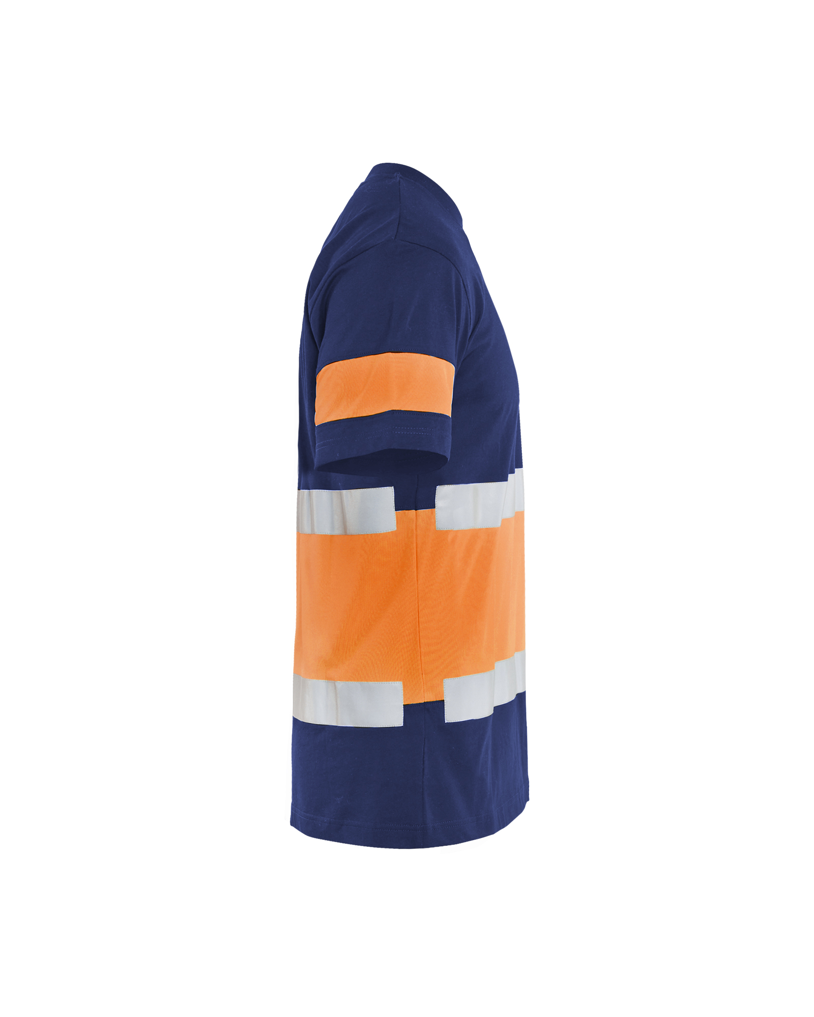 Blåkläder T-shirt High Vis 3387 - Marineblauw / Oranje zijkant
