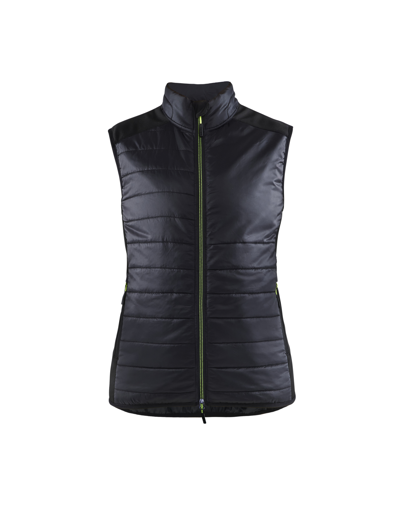 Blåkläder Dames gevoerde bodywarmer 3864 - Zwart / High Vis Geel voorkant