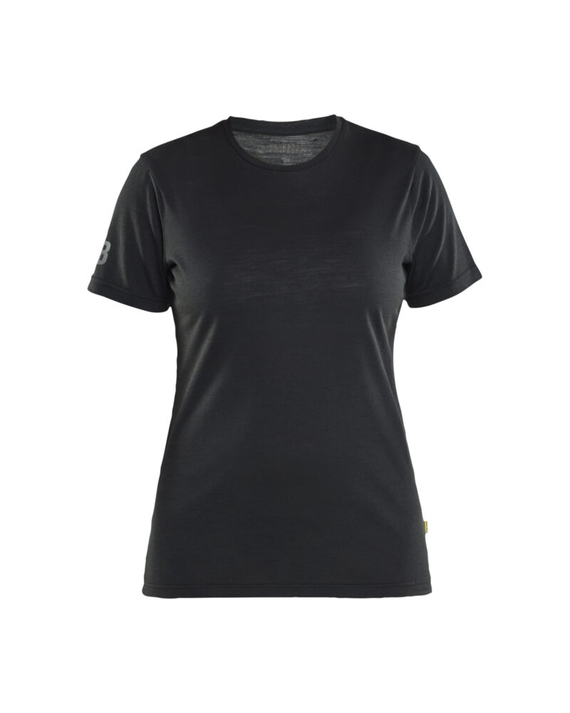 Blåkläder Dames T-shirt merinowol 3537 - Zwart voorkant