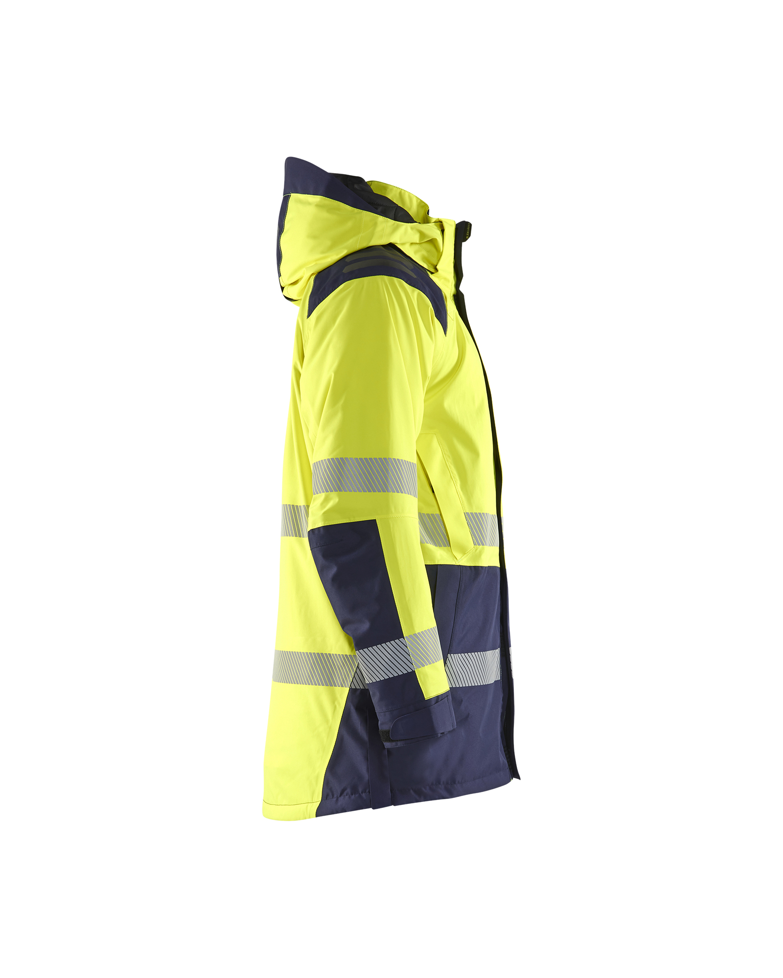 Blåkläder Winterparka High Vis 4457 - High Vis Geel/Marineblauw zijkant