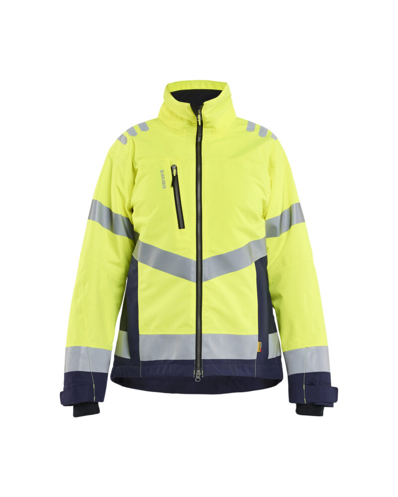 Blåkläder Dames winterjas High Vis 4762 - High Vis Geel/Marineblauw voorkant