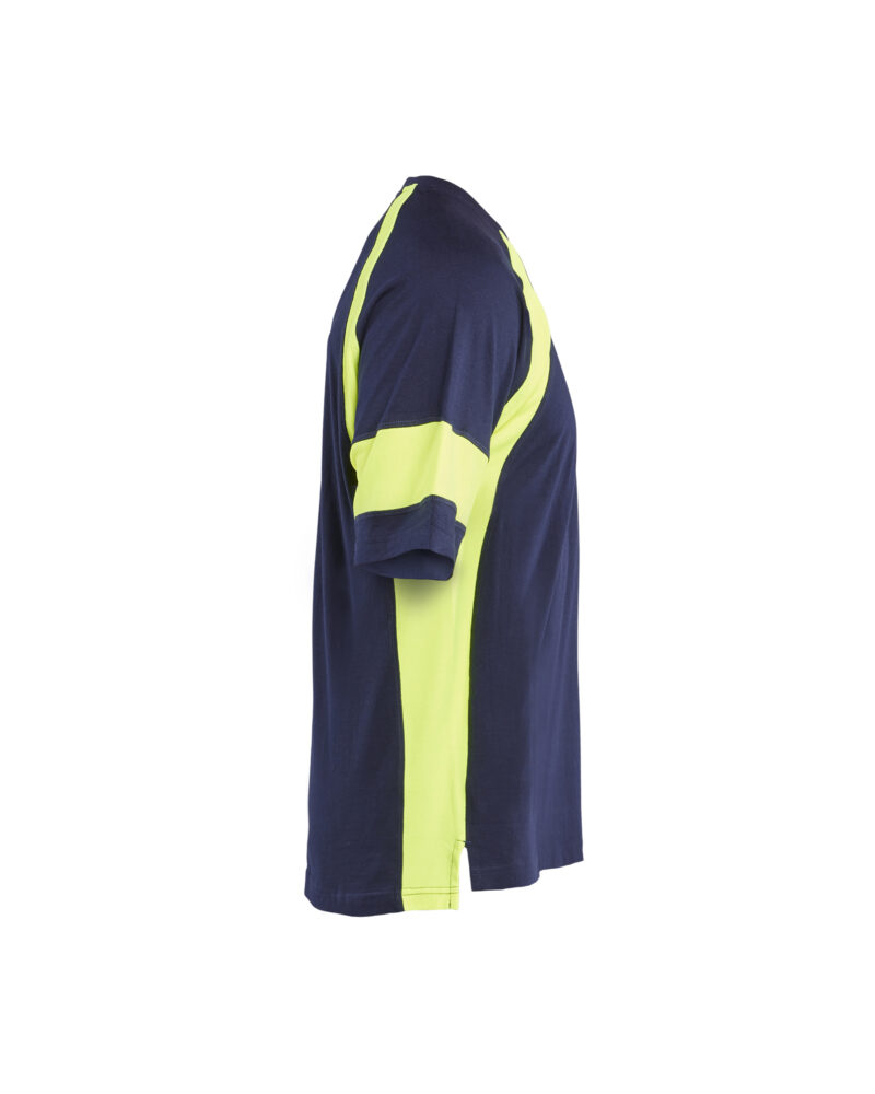 Blåkläder T-shirt Visible 3523 - Marine / High Vis Geel zijkant