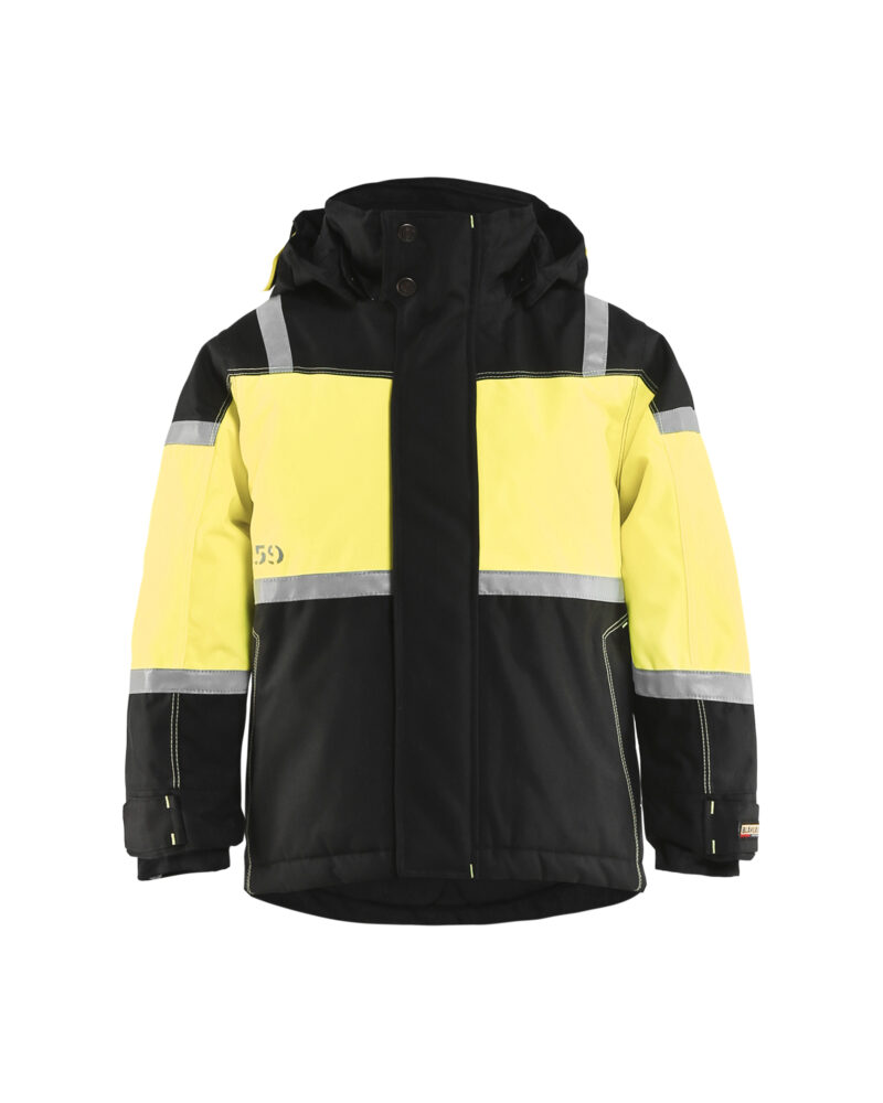 Blåkläder Kids Winterjas 4858 - Zwart / High Vis Geel voorkant