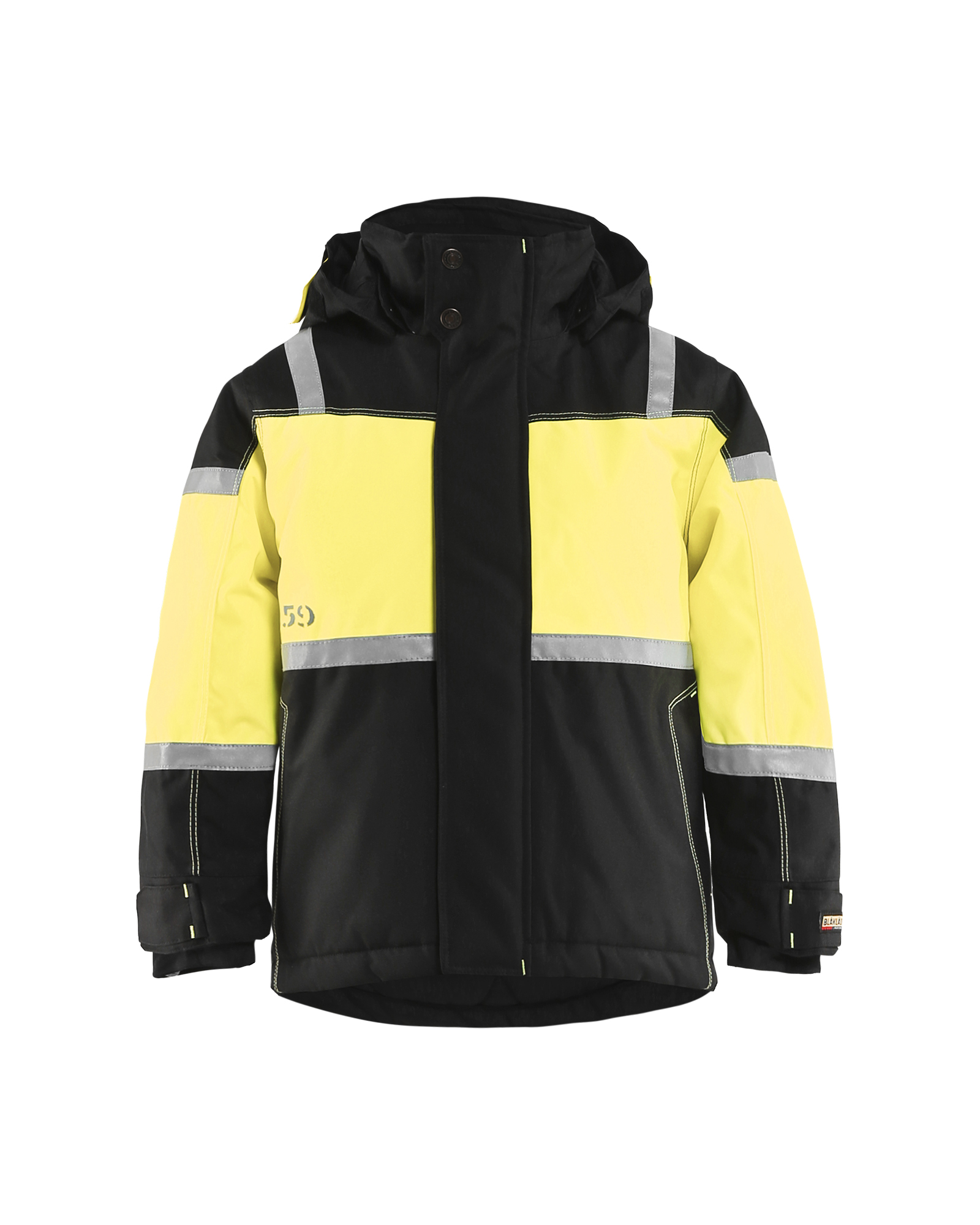 Blåkläder Kids Winterjas 4858 - Zwart / High Vis Geel voorkant
