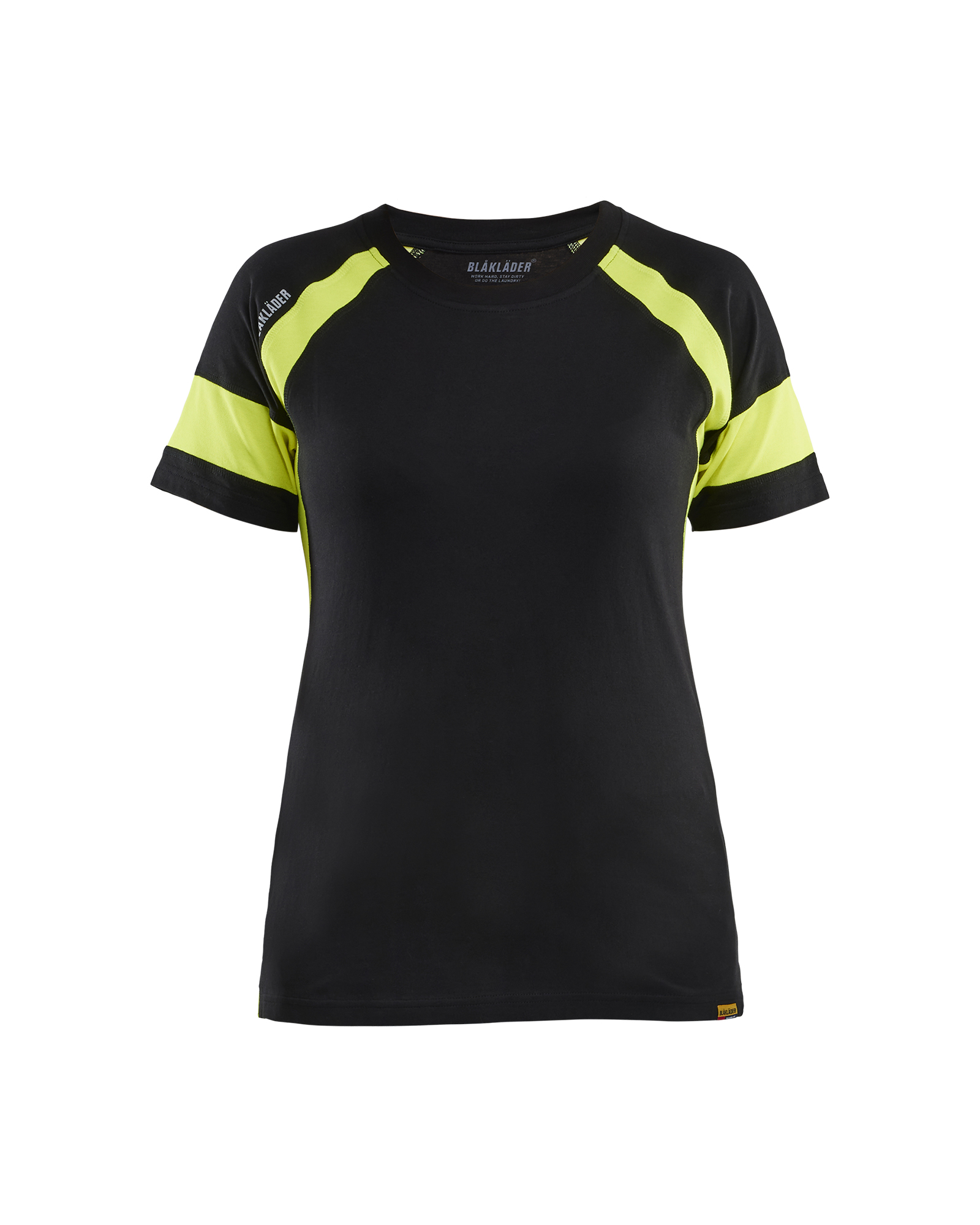 Blåkläder Dames T-shirt Visible 3524 - Zwart / High Vis Geel voorkant