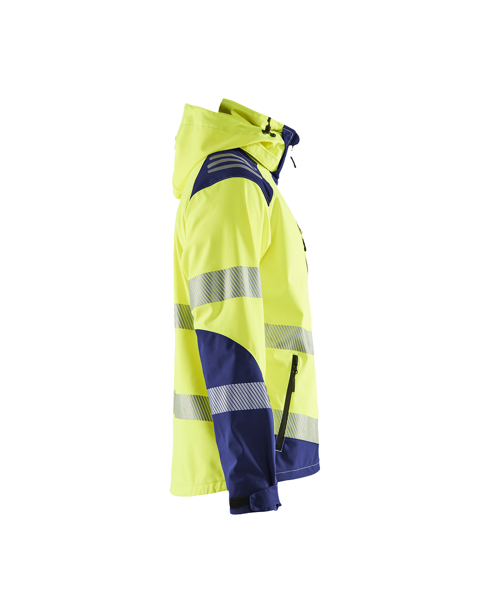 Blåkläder Softshell jack High Vis 4491 - High Vis Geel/Marineblauw zijkant