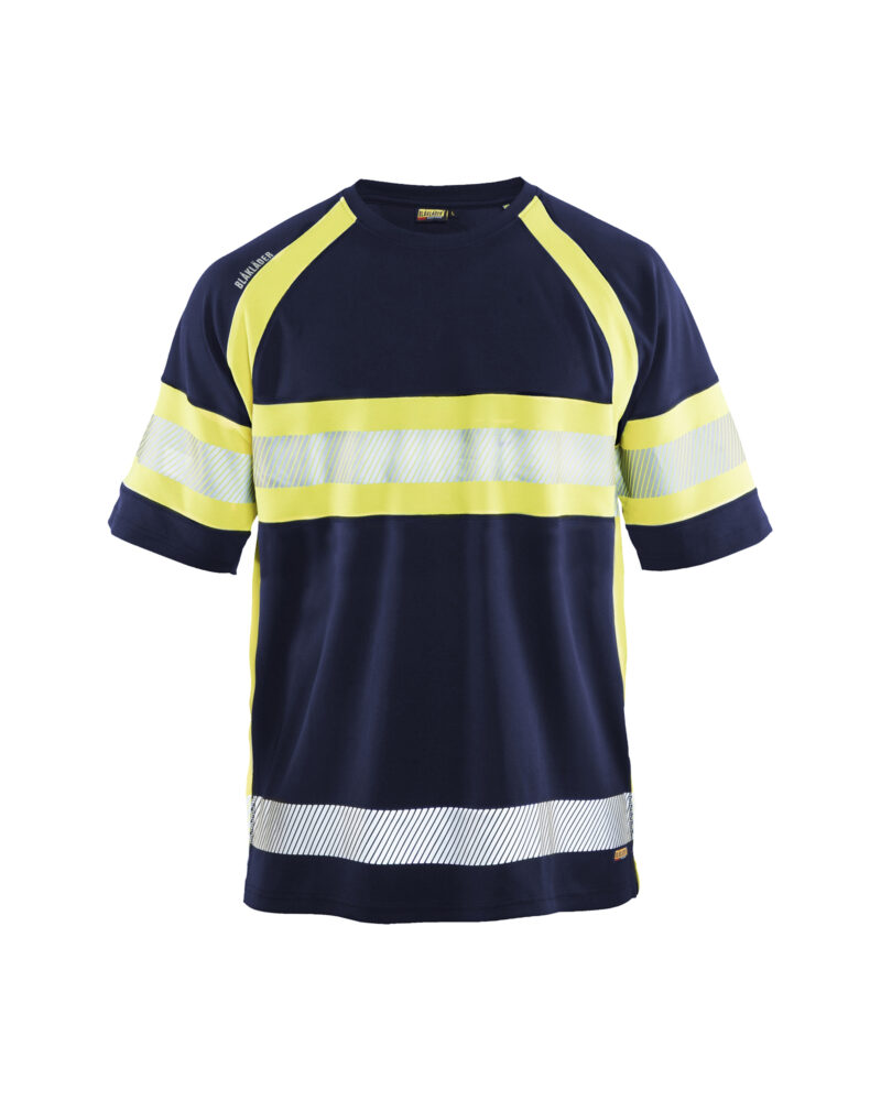 Blåkläder UV-T-shirt High Vis 3337 - Marine / High Vis Geel voorkant