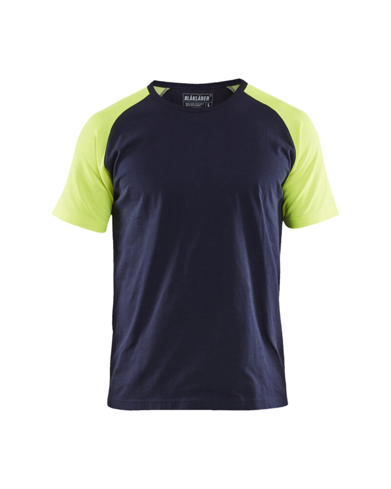 Blåkläder T-shirt Visible 3515 - Marine / High Vis Geel voorkant