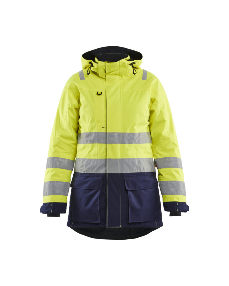 Blåkläder Dames winterparka High Vis 4472 - High Vis Geel/Marineblauw voorkant