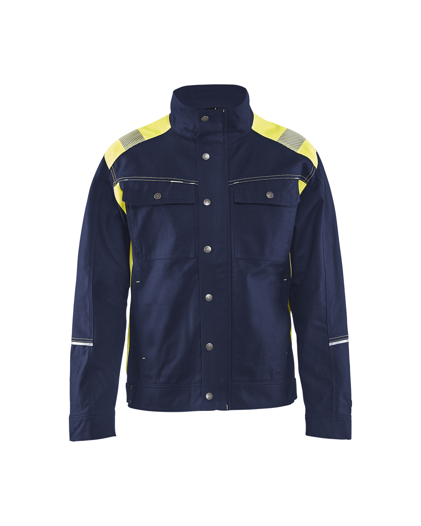Blåkläder Jack. Ongevoerd Visible 4095 - Marine / High Vis Geel voorkant