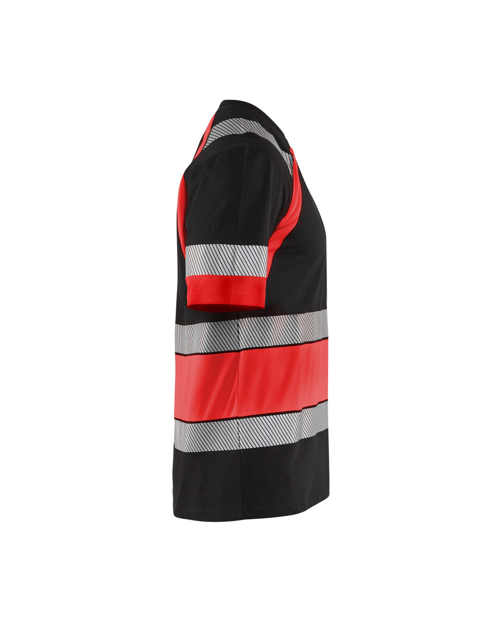 Blåkläder T-shirt High Vis 3421 - Zwart / High Vis Rood zijkant