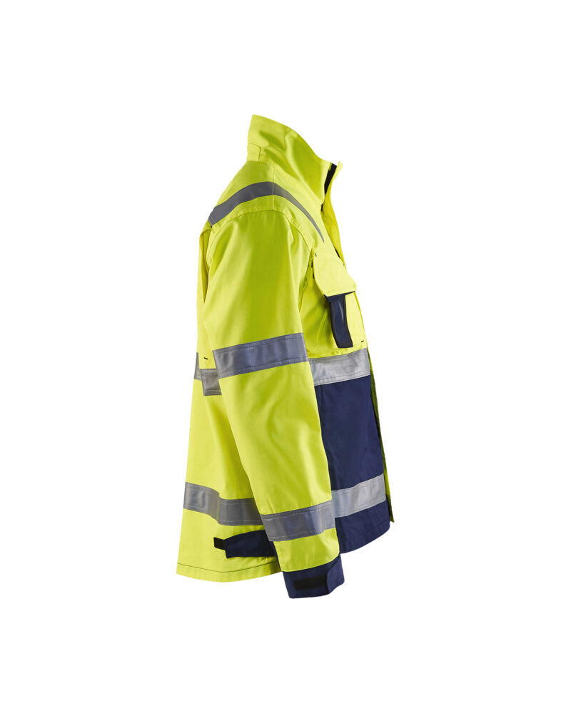 Blåkläder Jack ongevoerd High Vis 4064 - High Vis Geel/Marineblauw zijkant