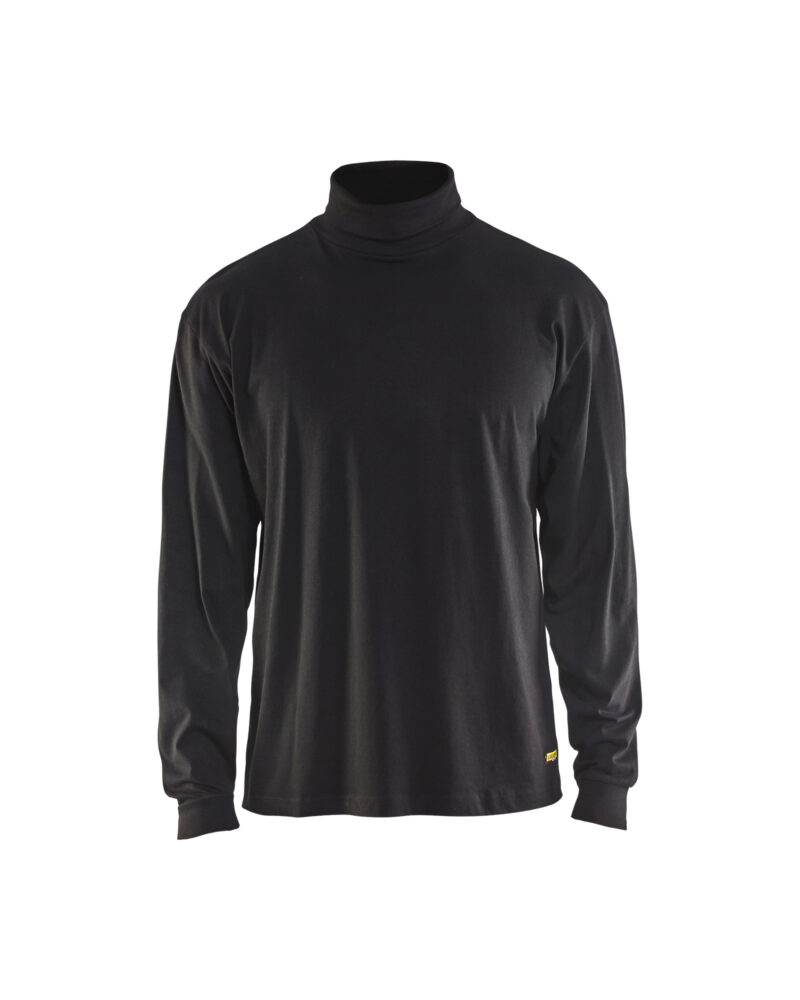Blåkläder T-Shirt lange mouwen met rolkraag 3320 - Zwart voorkant
