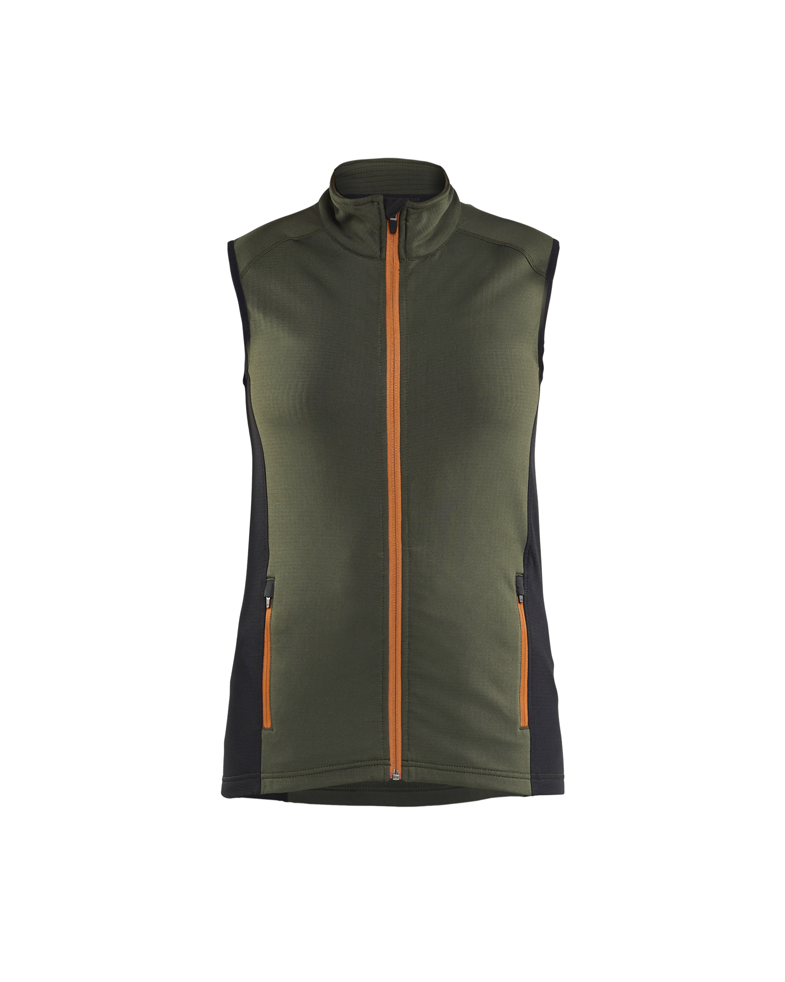 Blåkläder STRIKER Dames Bodywarmer fleece 4746 - Woudgroen/Roest voorkant