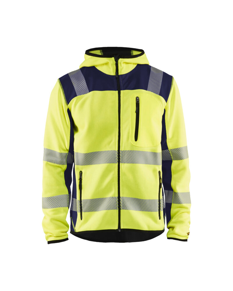Blåkläder Gebreid vest met capuchon High Vis 4923 - High Vis Geel/Marineblauw voorkant