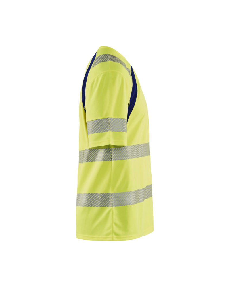 Blåkläder UV-T-shirt High Vis 3397 - High Vis Geel/Marineblauw zijkant