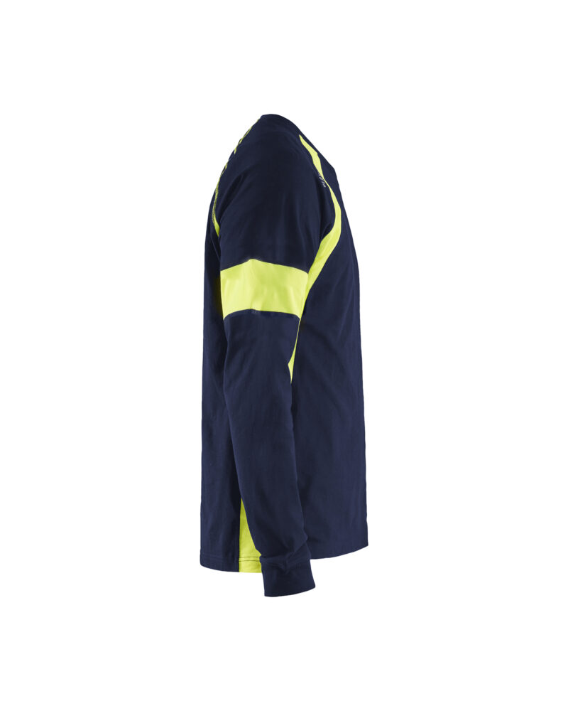 Blåkläder T-shirt lange mouwen visible 3520 - Marine / High Vis Geel zijkant