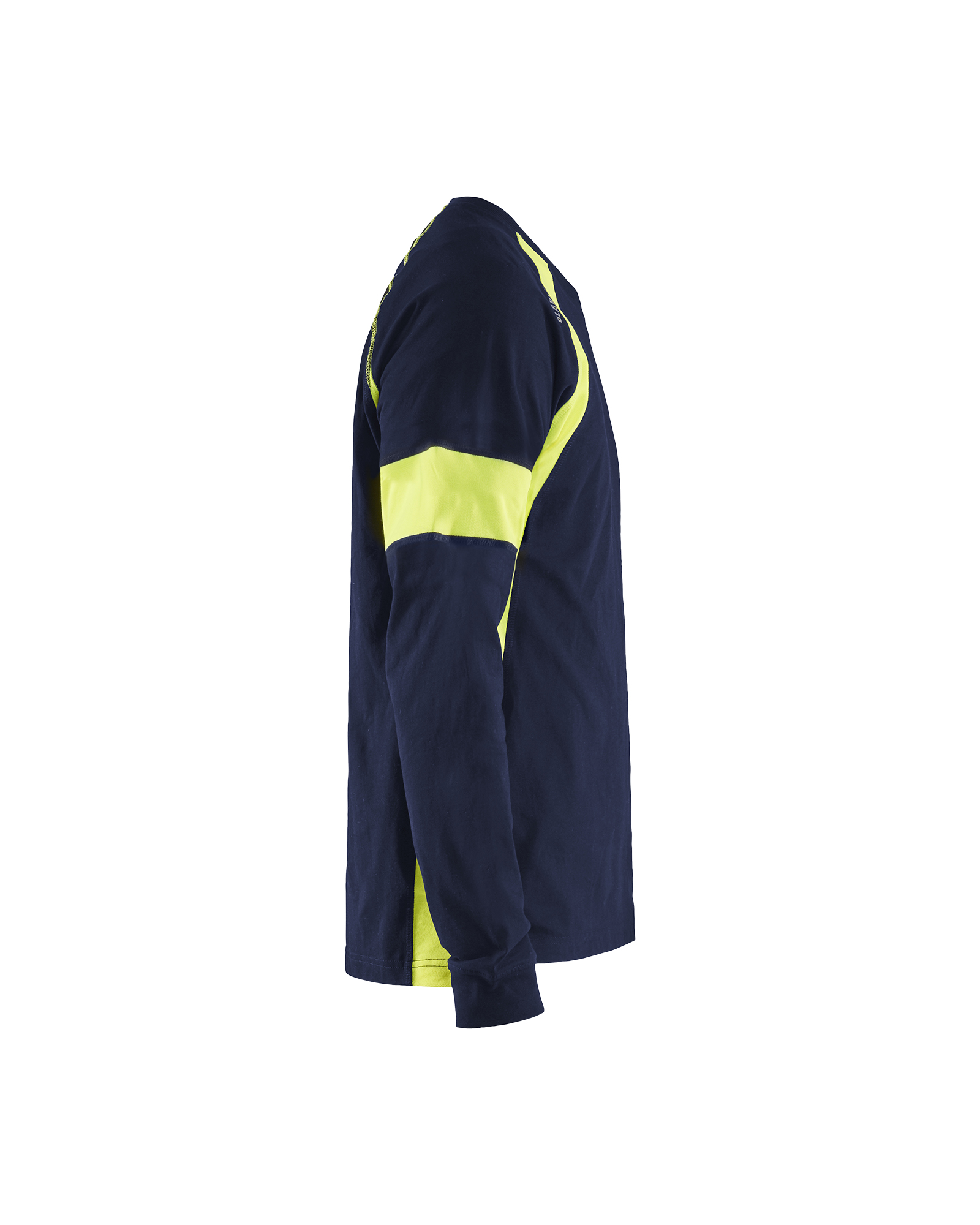Blåkläder T-shirt lange mouwen visible 3520 - Marine / High Vis Geel zijkant