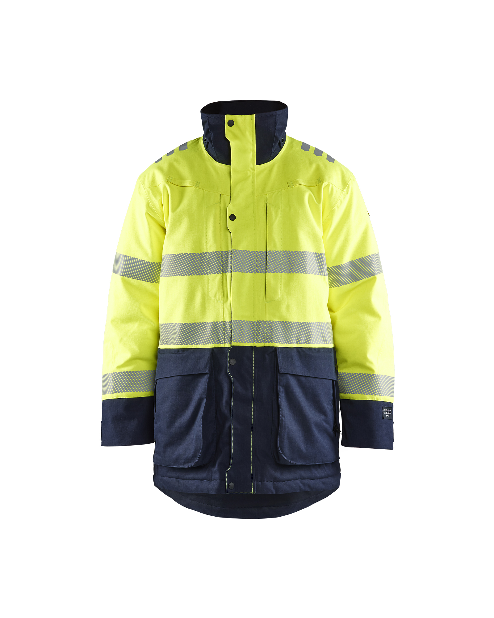 Blåkläder APC 2 Multinorm Winterparka inherent 4527 - High Vis Geel/Marineblauw voorkant