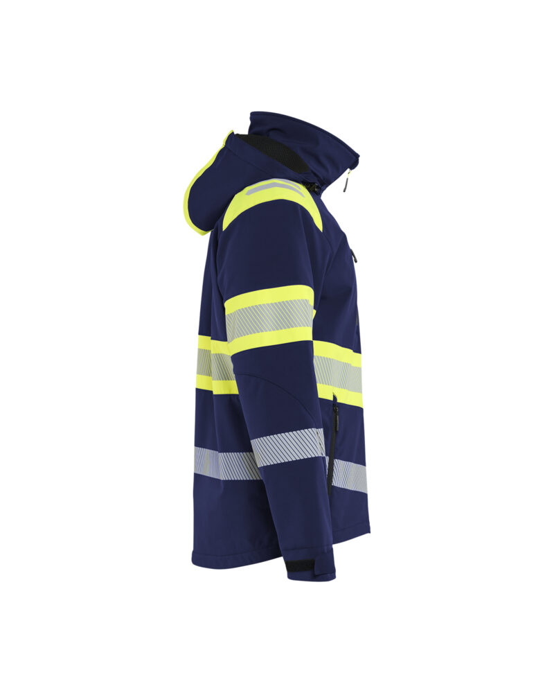 Blåkläder Lichtgewicht softshell jack gevoerd high vis 4489 - Marine / High Vis Geel zijkant