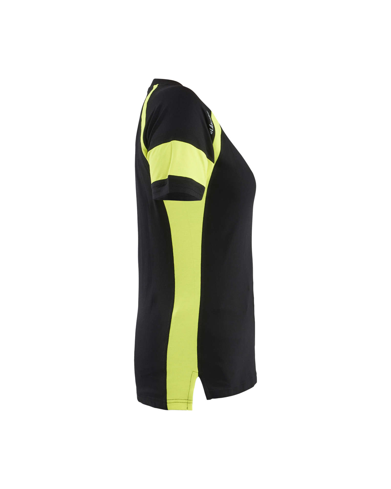 Blåkläder Dames T-shirt Visible 3524 - Zwart / High Vis Geel zijkant