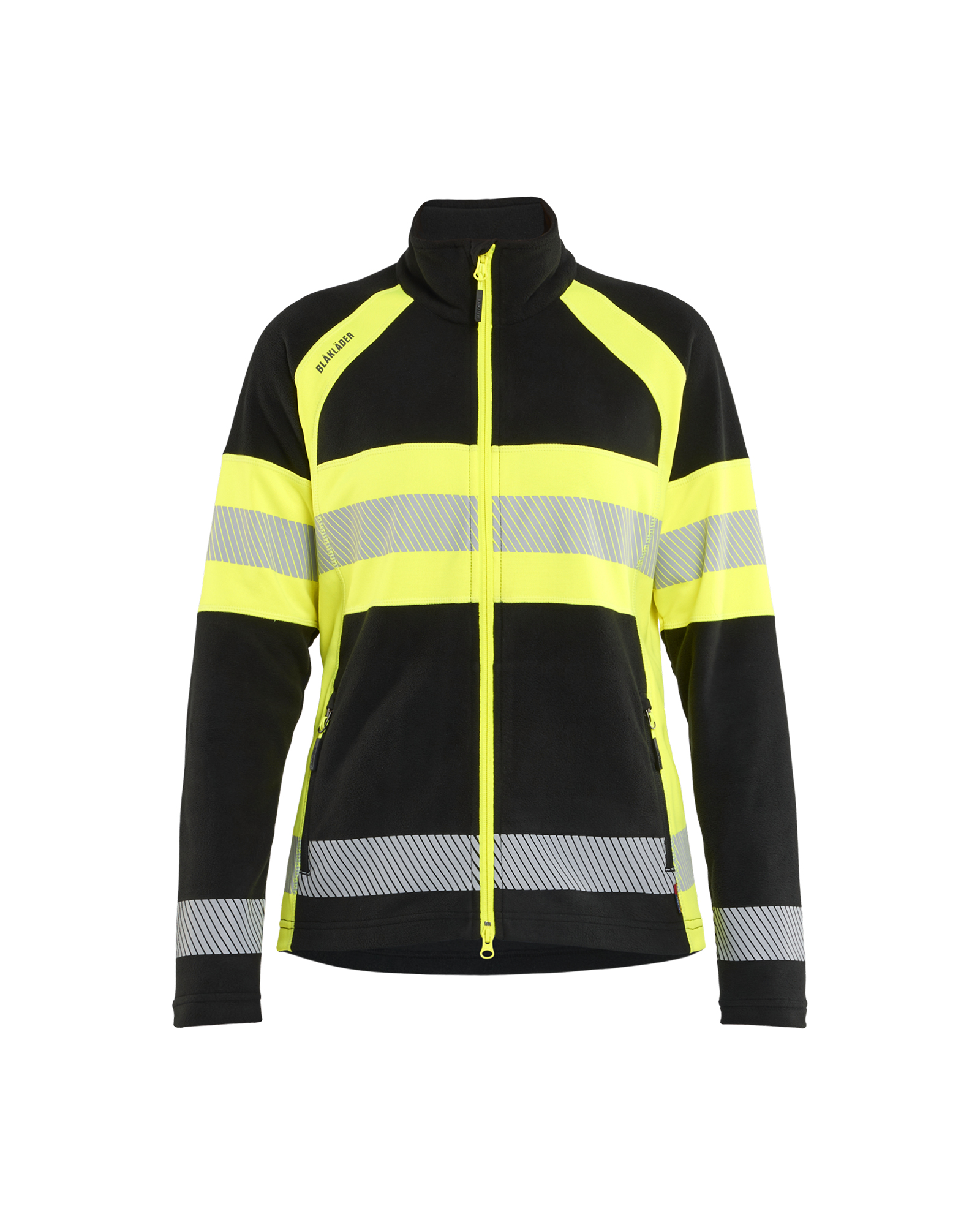 Blåkläder Dames Microfleecevest High Vis 4718 - Zwart / High Vis Geel voorkant