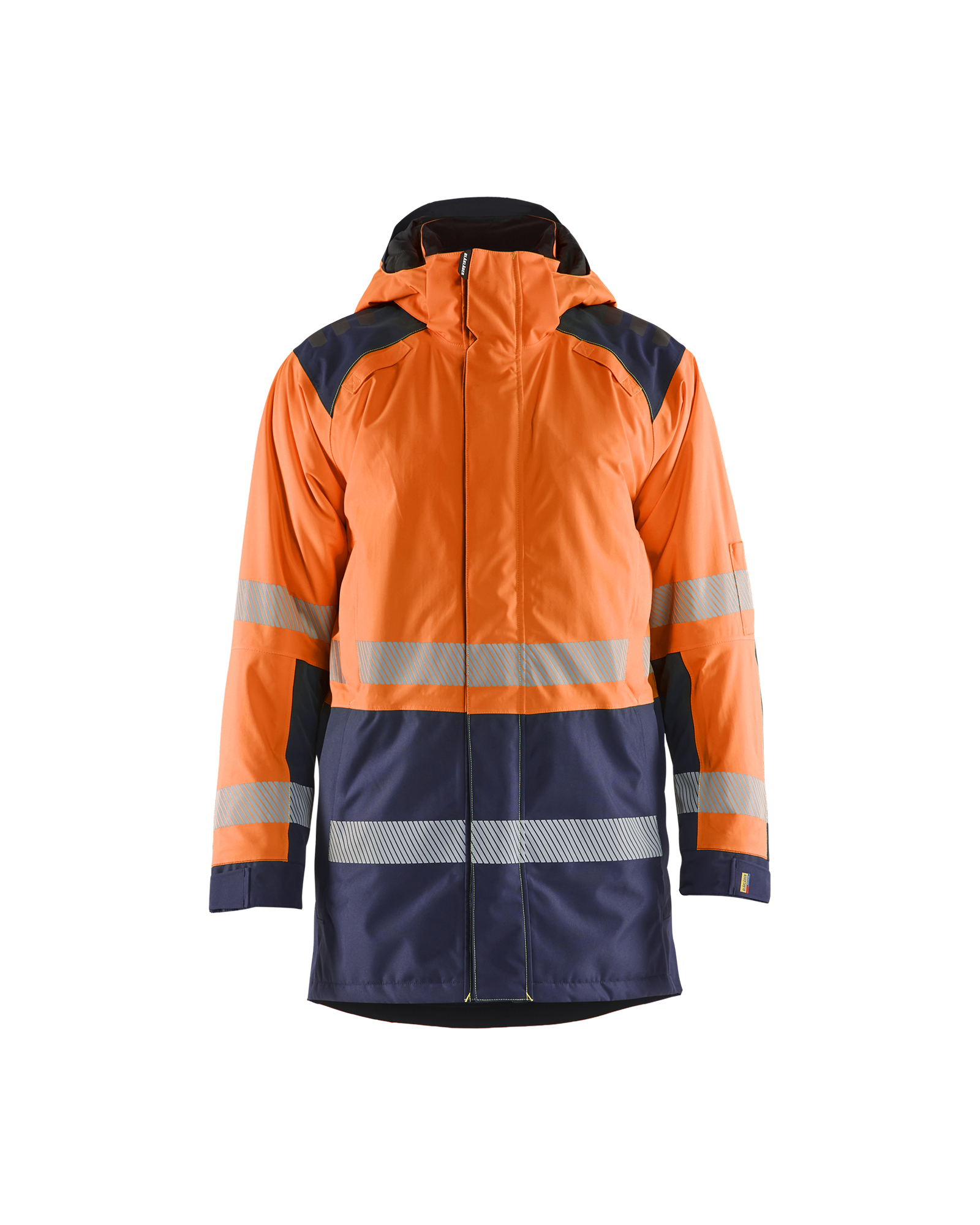 Blåkläder Winterparka High Vis 4457 - High Vis Oranje/Marineblauw voorkant