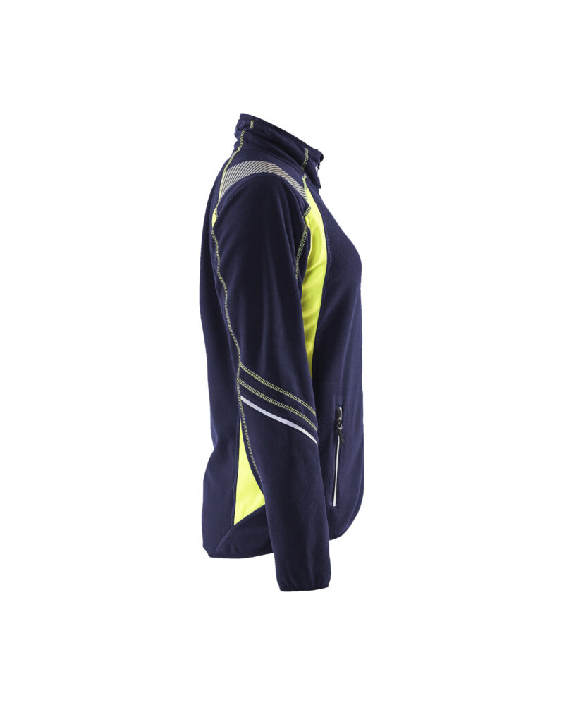 Blåkläder Dames microfleecevest Visible 4973 - Marine / High Vis Geel zijkant