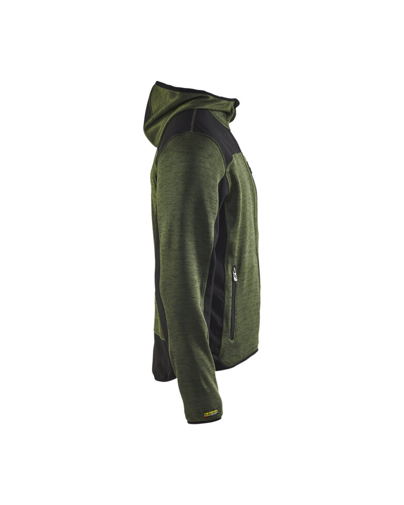Blåkläder Gebreid vest met softshell 4930 - Army groen / Zwart zijkant